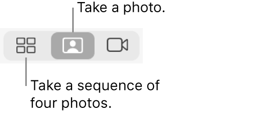 You can choose to take a single photo or a sequence of four photos in the Photo Booth app.