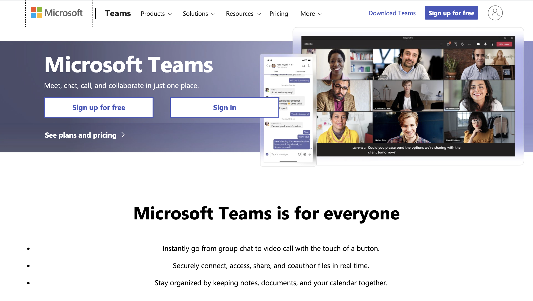 Microsoft Teams website