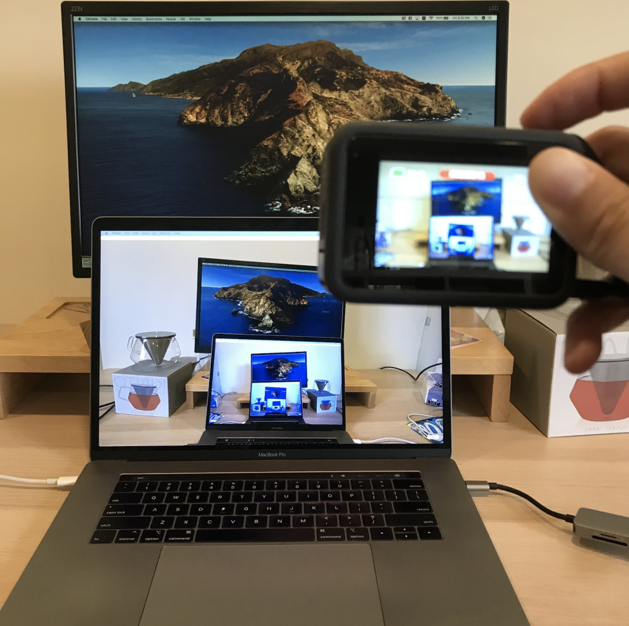 GoPro Webcam mode is connected to the computer.